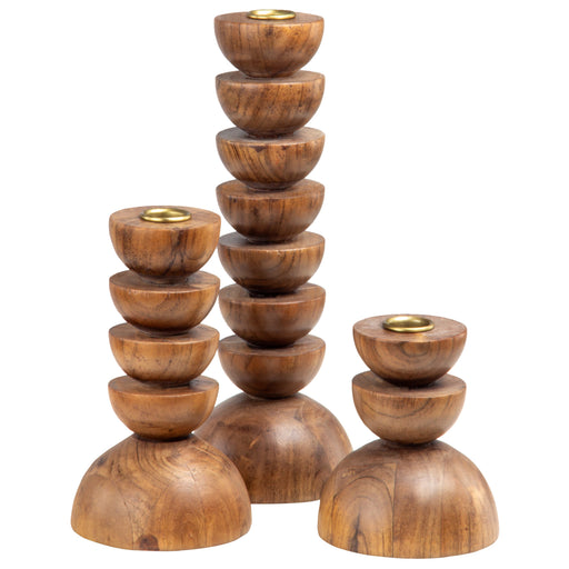 Union Home Cupola Candle Holder Small Acacia DEC00109