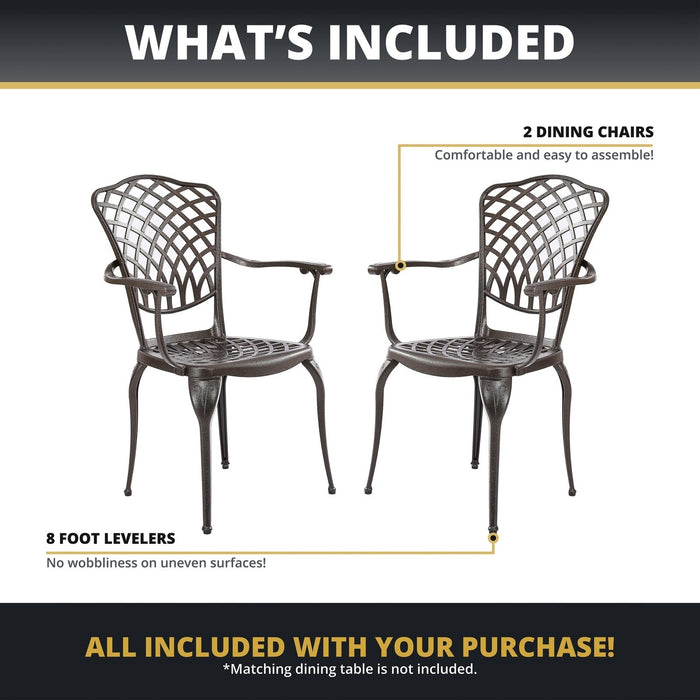 Arden 2-Piece Outdoor Dining Chair Set for Patio