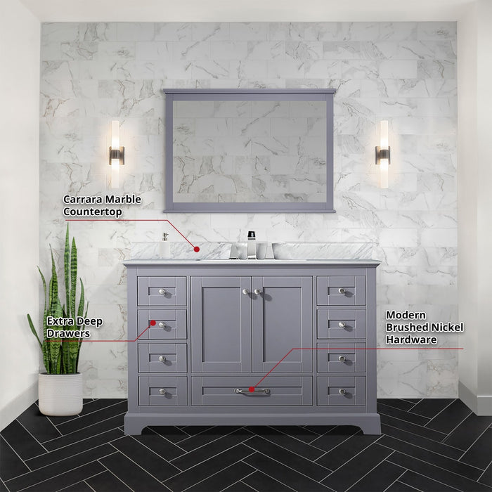 Lexora Home Dukes Bath Vanity with Carrara Marble Countertop