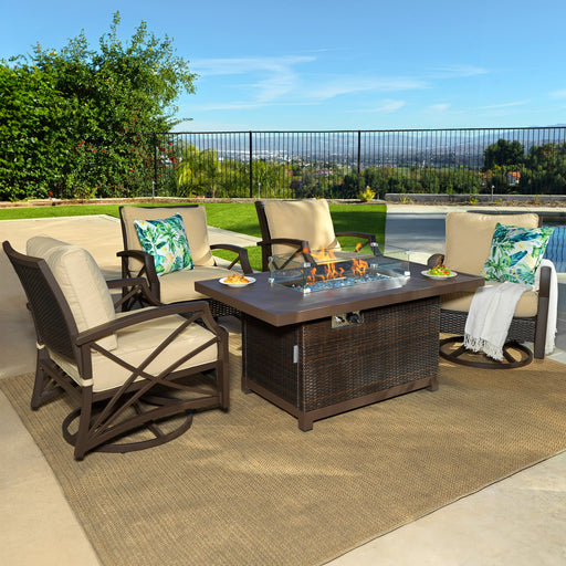 Novi 5-Piece Outdoor Fire Pit Table Set for Patio