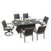 Isla 7-Piece Outdoor Fire Pit Dining Table Set for Patio