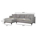 LH Imports Burbank Left Sectional Sofa - Grey FTH016-G