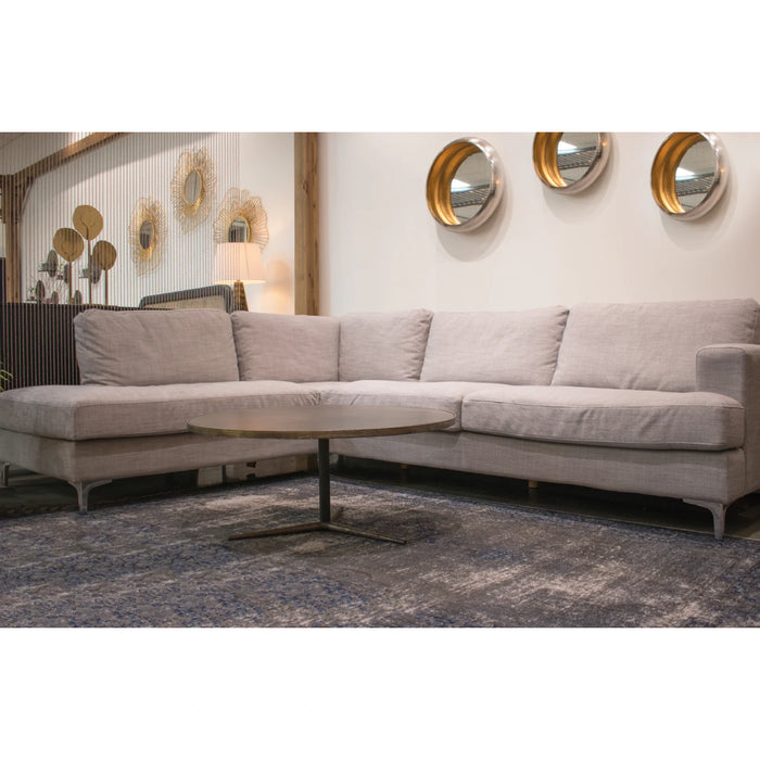 LH Imports Feather Left Sectional Sofa - Dovetail Linen FTH018