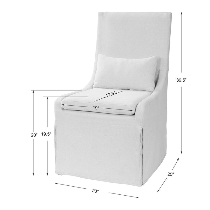Uttermost Coley White Linen Armless Chair 23493