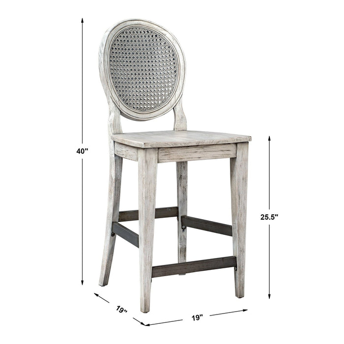 Uttermost Clarion Aged White Counter Stool 25438