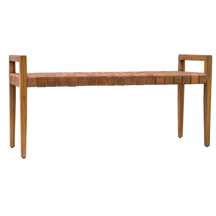 Uttermost Plait Woven Leather Bench 25474