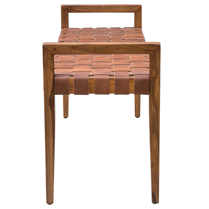 Uttermost Plait Woven Leather Bench 25474