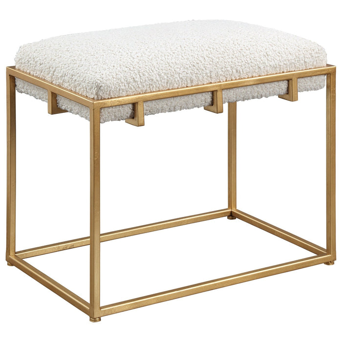 Uttermost Paradox Small Gold & White Shearling Bench 23663