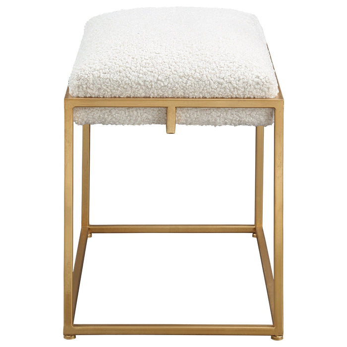 Uttermost Paradox Small Gold & White Shearling Bench 23663