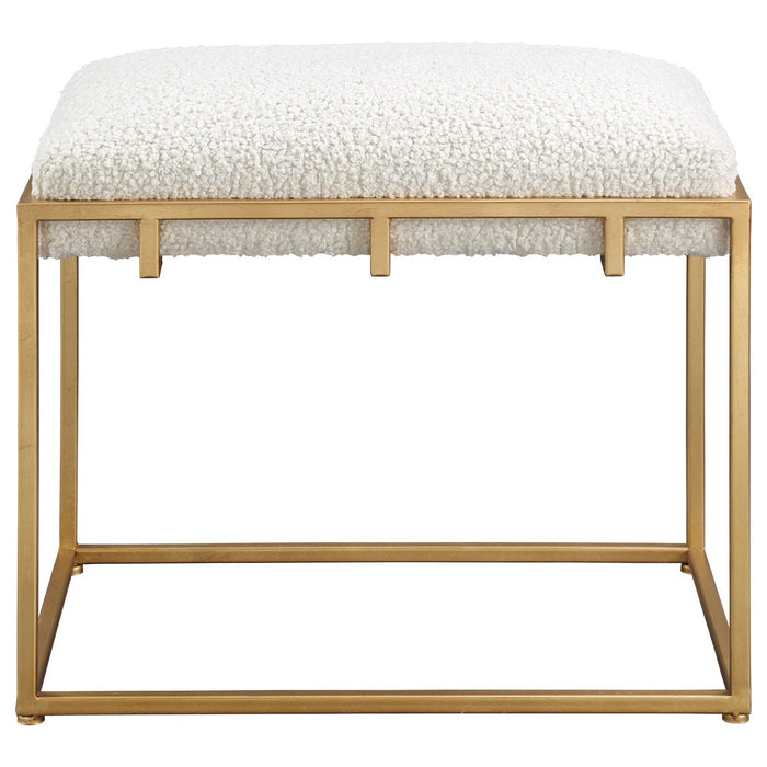 Uttermost Paradox Small Gold & White Shearling Bench 23663