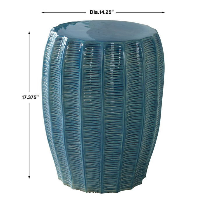 Uttermost Harbor Aque Blue Garden Stool 25154