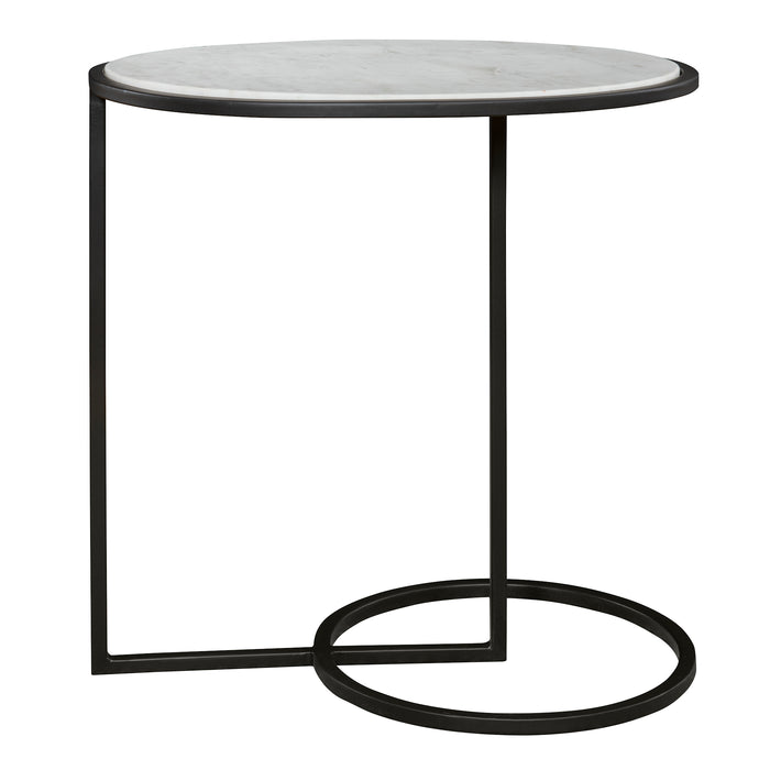 Uttermost Twofold White Marble Accent Table 25749