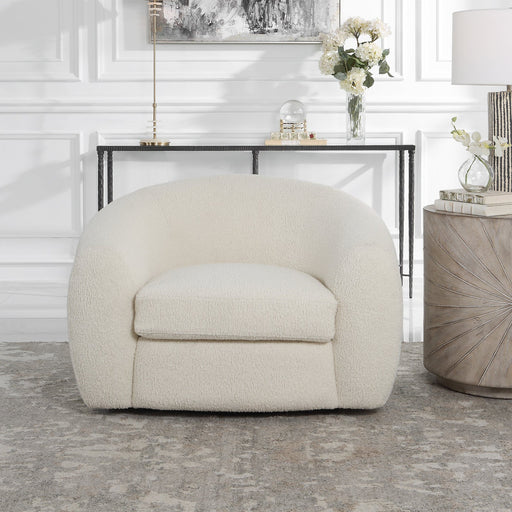 Uttermost Capra Art Deco White Swivel Chair 23747