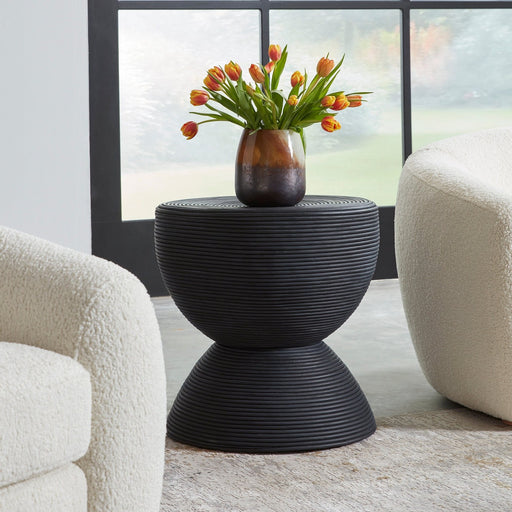 Uttermost Bongo Black Rattan Side Table 22899
