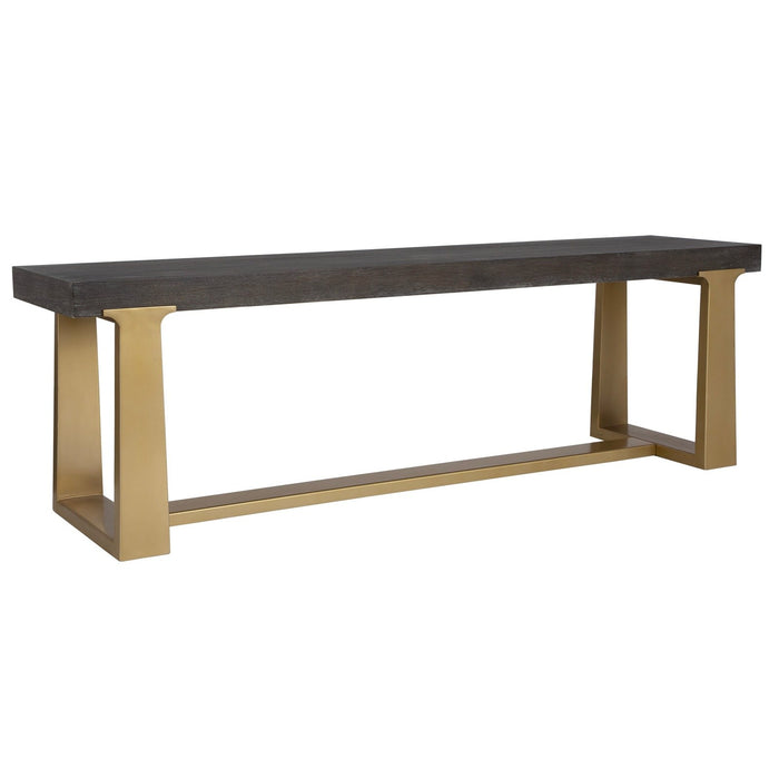 Uttermost Voyage Brass And Wood Bench 22989