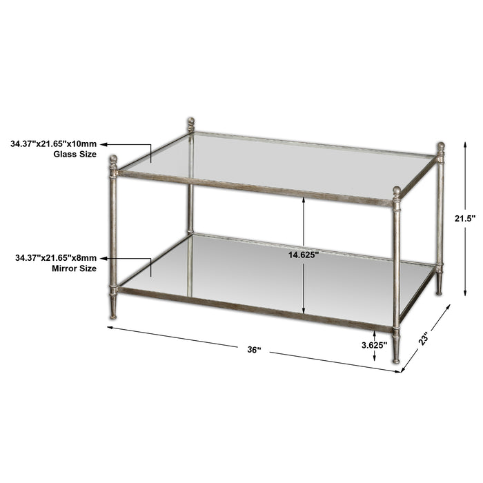 Uttermost Gannon Mirrored Glass Coffee Table 24281