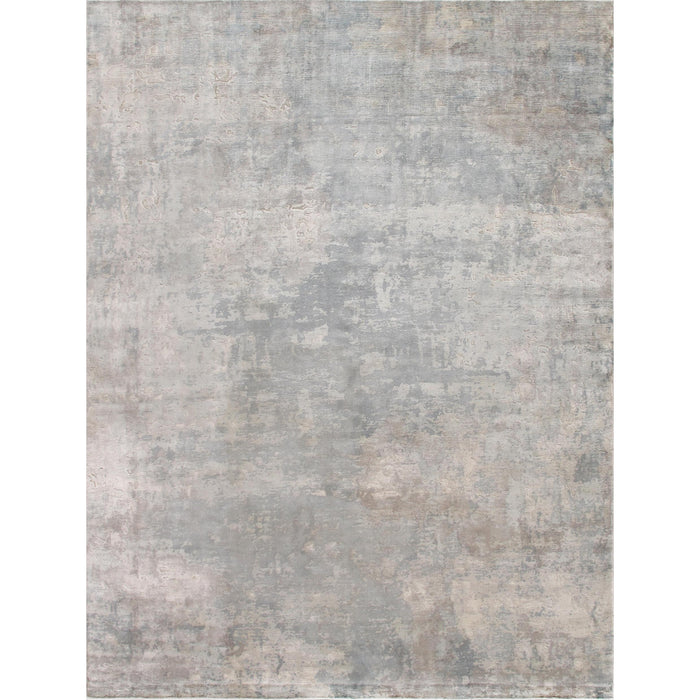 Pasargad Home Beverly Collection Hand-Loomed Bamboo Silk Area Rug-12' 0" X 15' 0" , Silver/Blue pop-8010 12x15