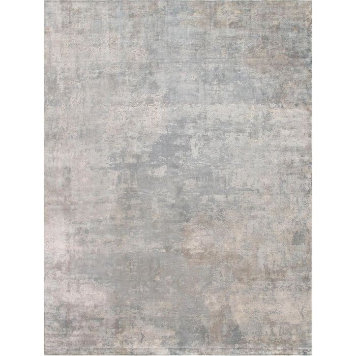 Pasargad Home Beverly Collection Hand-Loomed Bamboo Silk Area Rug- 8' 0" X 10' 0" , Silver/Blue pop-8010 8x10