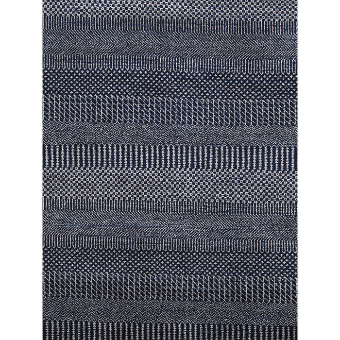 Pasargad Home Transitiona Collection Hand-Kontted Silk & Wool Area Rug- 9' 2" X 12' 4" GRASS-NVY 9x12