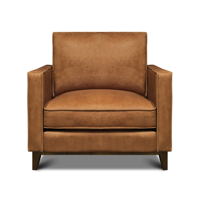 GTR Metropole 100% Top Grain Pull Up Leather Mid-century Armchair