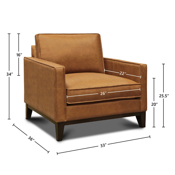 GTR Metropole 100% Top Grain Pull Up Leather Mid-century Armchair