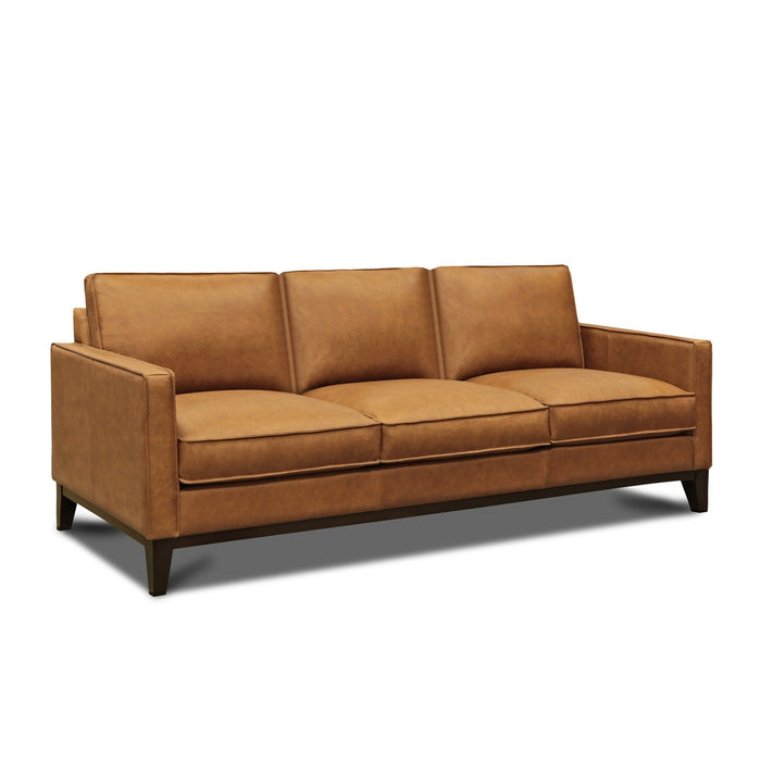 GTR Metropole 100% Top Grain Pull Up Leather Mid-century Sofa
