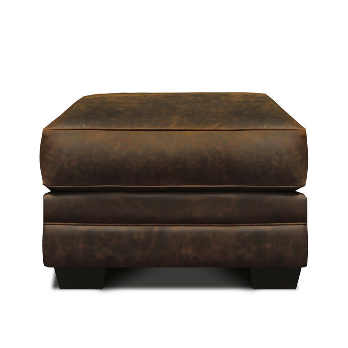 GTR Cordova 100% Top Grain Leather Mid-century Ottoman