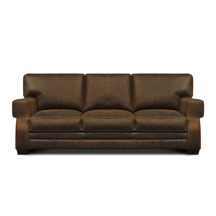 GTR Cordova 100% Top Grain Leather Mid-century Sofa