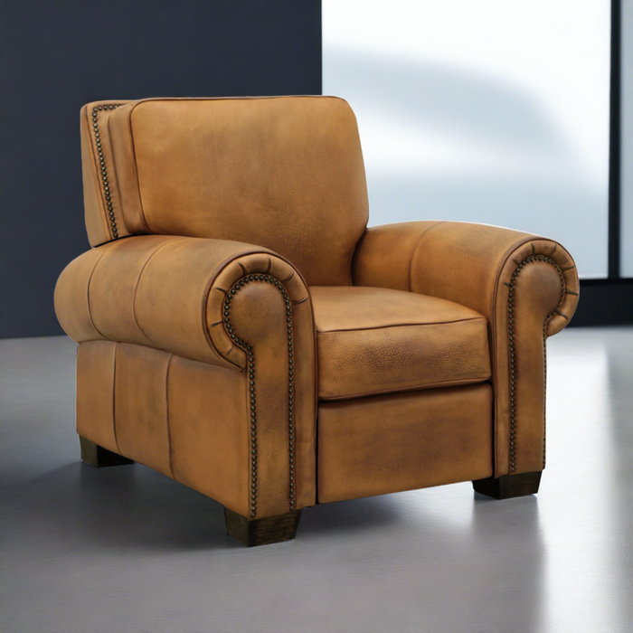 GTR Valencia 100% Top Grain Hand Antiqued Leather Traditional Recliner