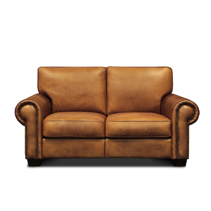 GTR Valencia 100% Top Grain Hand Antiqued Leather Traditional Loveseat