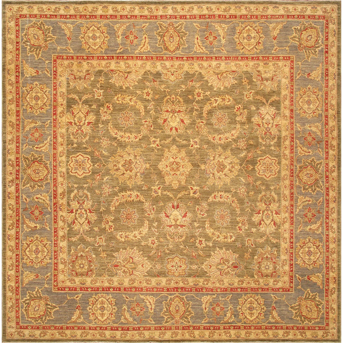 Pasargad Home Denver Collection Hand-Knotted Green Lamb's Wool Area Rug- 9'10" X 9'10" PHR-920 10x10
