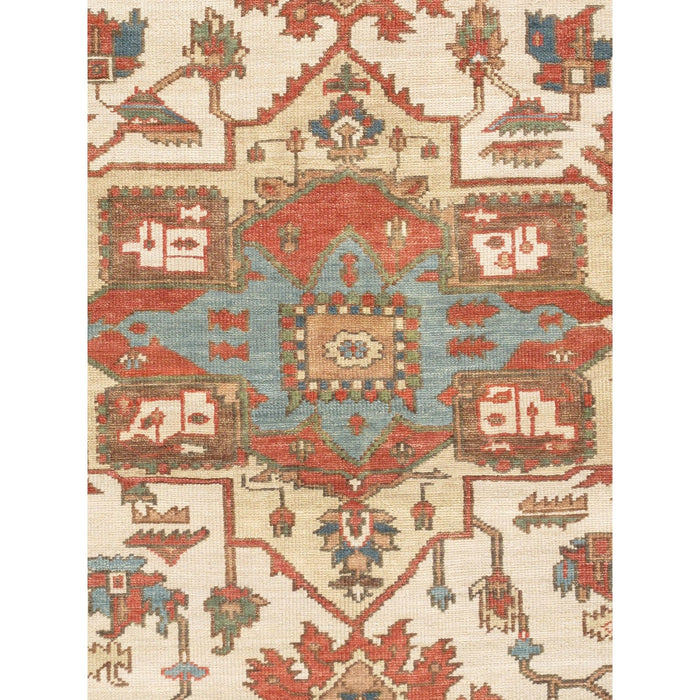 Pasargad Home Serapi Collection Hand-Knotted Wool Area Rug, 8'10" X 11' 9", Ivory PH-04 9x12