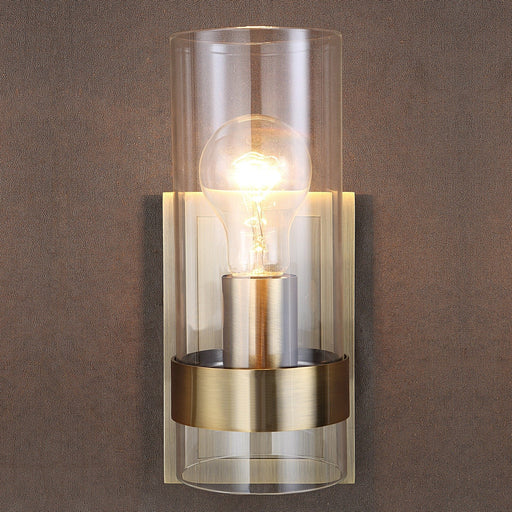 Uttermost Cardiff Antique Brass 1 Light Cylinder Sconce 22549