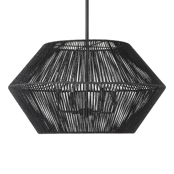 Uttermost Suva 4 Light Black Rope Pendant 21589