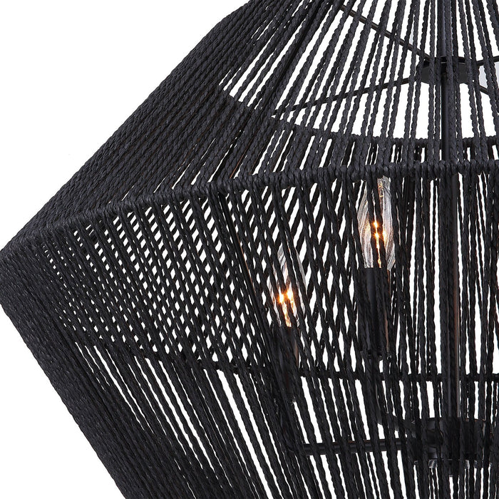 Uttermost Suva 4 Light Black Rope Pendant 21589