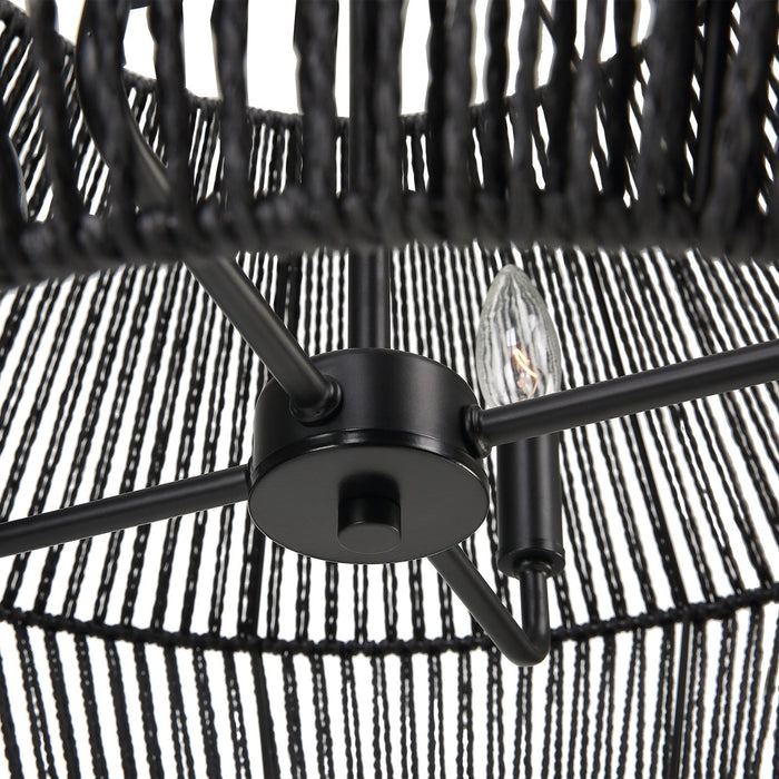 Uttermost Suva 4 Light Black Rope Pendant 21589