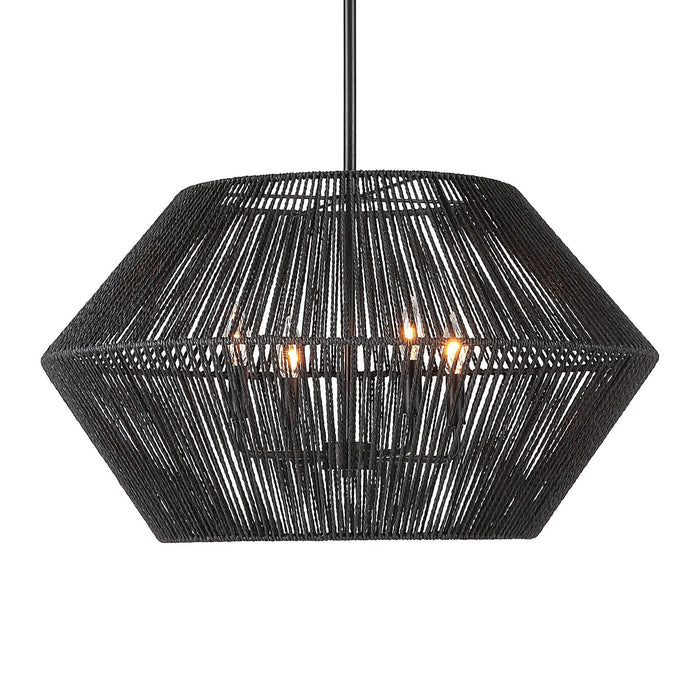 Uttermost Suva 4 Light Black Rope Pendant 21589