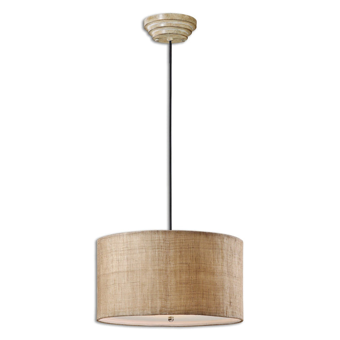 Uttermost Dafina 3 Light Burlap Drum Pendant 21933