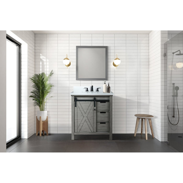 Lexora Home Marsyas Bath Vanity with White Quartz Countertop