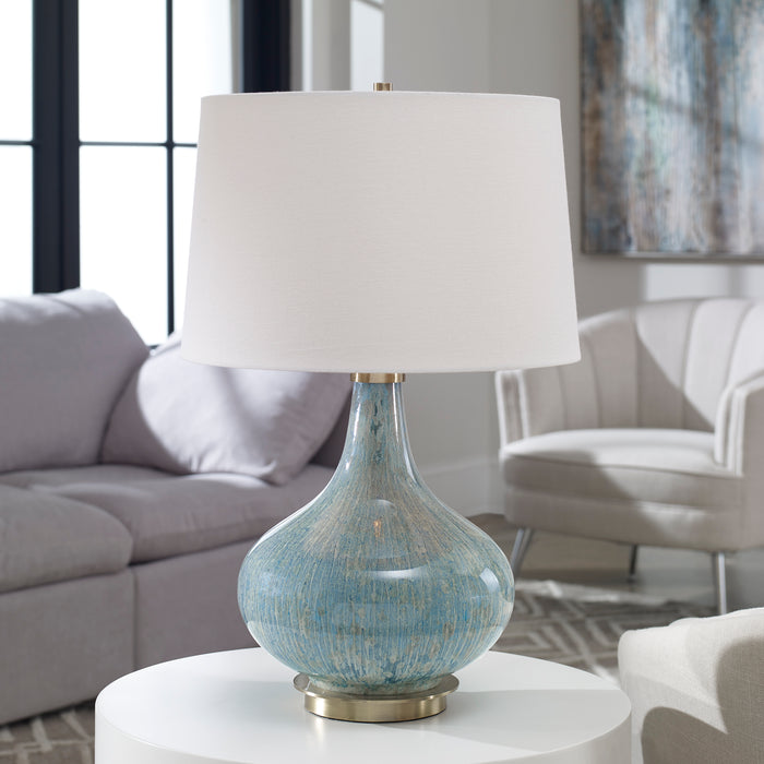 Uttermost Celinda Blue Gray Glass Lamp 27076