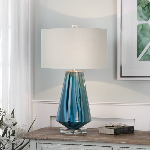 Uttermost Pescara Teal-Gray Glass Lamp 27225-1