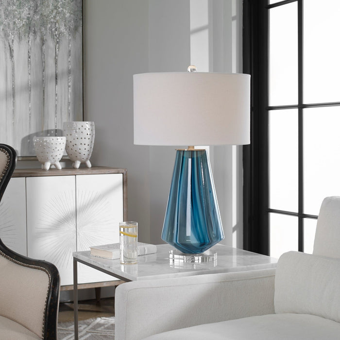 Uttermost Pescara Teal-Gray Glass Lamp 27225-1