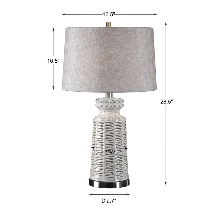 Uttermost Kansa Distressed White Table Lamp 27535-1