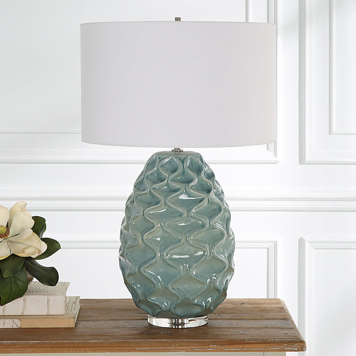 Uttermost Laced Up Sea Foam Glass Table Lamp 30193