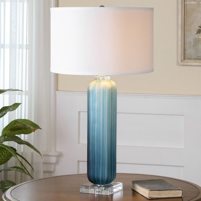 Uttermost Caudina Frosted Blue Glass Lamp 26193-1