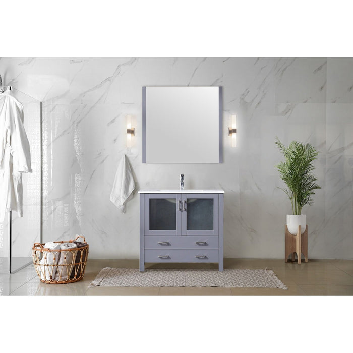 Lexora Home Volez 36" Bath Vanity with Ceramic Countertop and Faucet