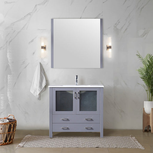 Lexora Home Volez 36" Bath Vanity with Ceramic Countertop and Faucet