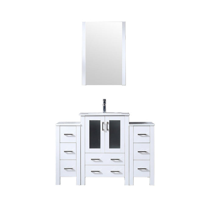 Lexora Home Volez Bath Vanity with Ceramic Countertop, Side Cabinet and Faucet