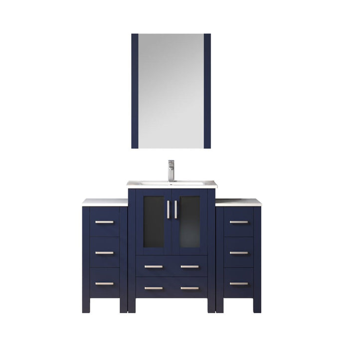 Lexora Home Volez Bath Vanity with Ceramic Countertop, Side Cabinet and Faucet