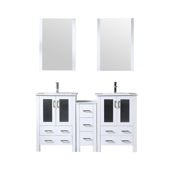 Lexora Home Volez Bath Vanity with Ceramic Countertop, Side Cabinet and Faucet